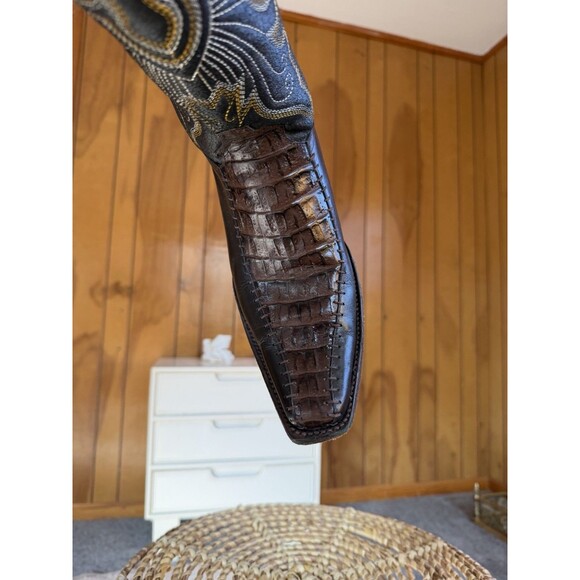 Mens Western Rodeo Boot Real Crocodile Belly Skin Leather Brown 26.5 US 8.5 - Picture 14 of 16